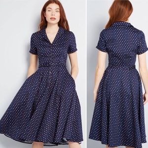 ModCloth X Collectif Caterina Polka Dot Swing Dress with Pockets! UK 10
